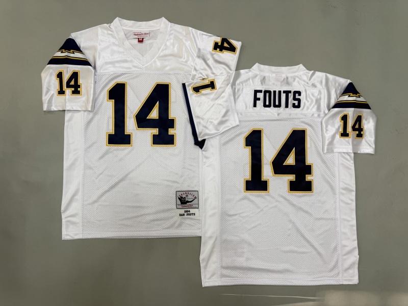 Men 2025 Los Angeles Chargers #14 Fouts white Throwback Limited NFL Jersey style 001->new orleans saints->NFL Jersey